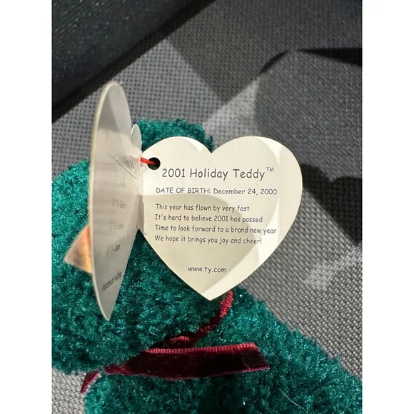 Ty Beanie Baby 2001 Holiday Teddy Green Plush Toy NEW NWT - Picture 8 of 13